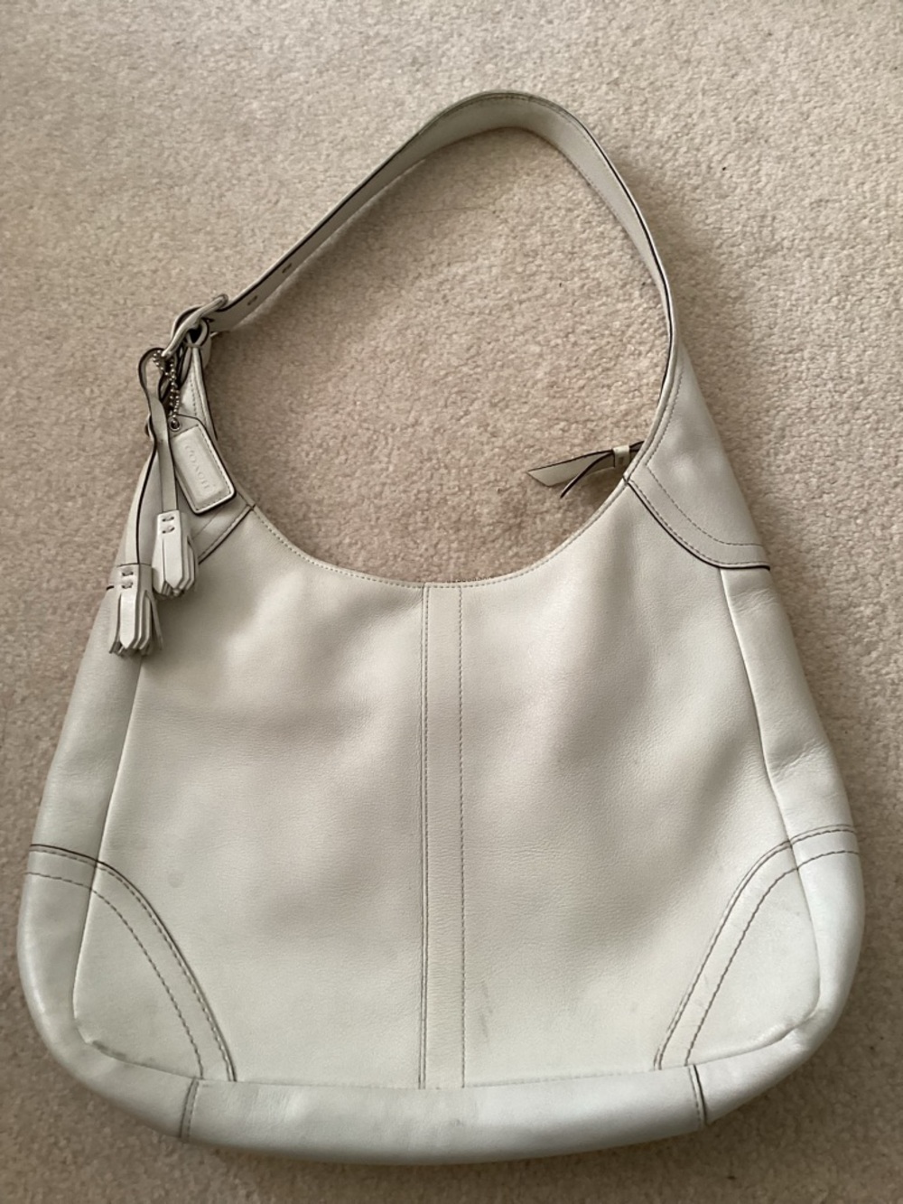 Coach White Hamilton Tassel Hobo Vintage